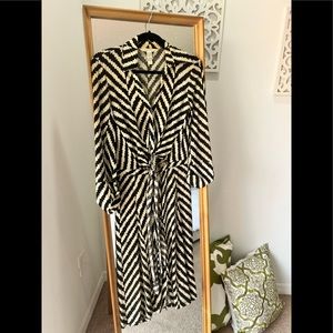 Black and ivory wrap dress